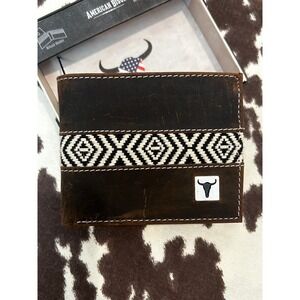 American Bison Mens Bifold Wallet Genuine Leather RFID Secure Brown Western New